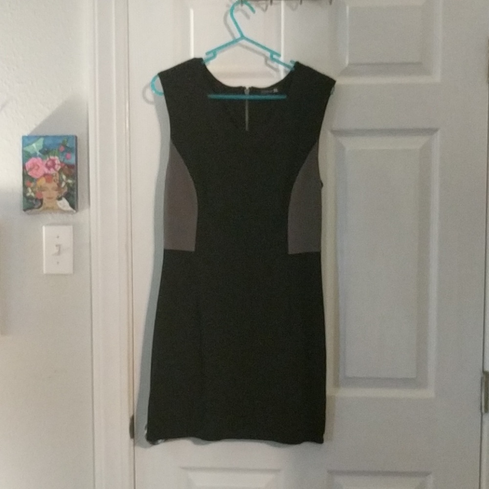 Retro black & grey fitted dress